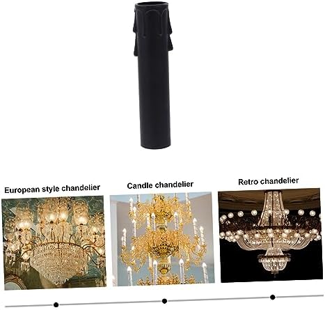 20pcs Plastic Candle Sleeve Covers for Chandeliers Black Teardrop Design Reusable