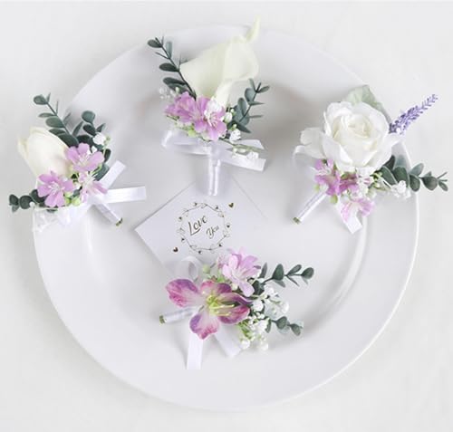 White Calla Lily Boutonniere for Men Wedding