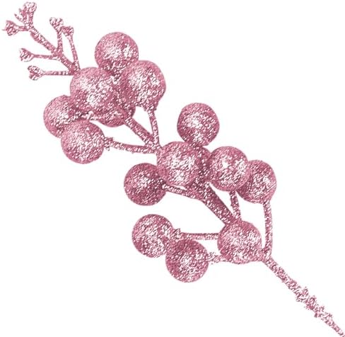 Kesywale Artificial Pink Berry Stems 24 Pack 87 Holiday Decor