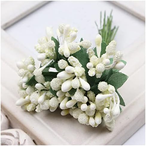 QueenBox 12 Pcs Artificial Pearl Berry Flowers for Decor