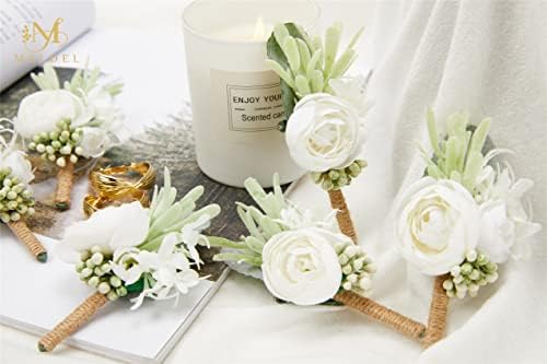 Meldel Ivory Greenery Boutonniere Set of 6