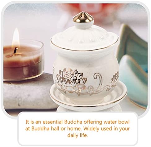 White Ceramic Water Offering Bowl Set 2pcs for Altar and Meditation