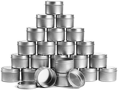 ZEAYEA 30 Pcs Silver Candle Tins 4oz Round with Lids