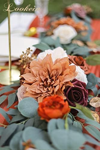 Lookein 6FT Eucalyptus Garland with Flowers - Terracotta