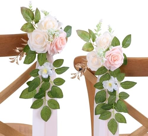 10 Pink Wedding Chair Decor Flowers for Aisle Ceremony