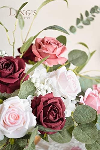Lings Moment Artificial Burgundy Flowers 16pcs