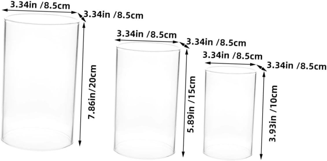 3pcs Glass Candle Holder Sleeves Windproof Cover Home Decor