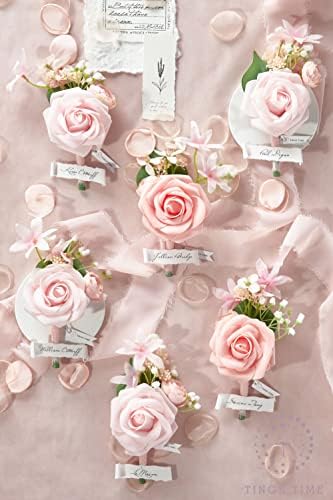 TingeTime Silk Flower Boutonniere Set for Men