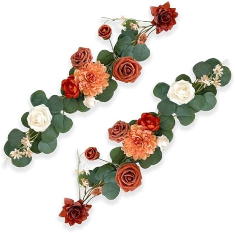 2PCS Artificial Rose Terracotta Garland Burnt Orange Wedding Decor