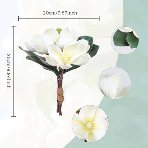 Lovmeety 2 Bundles Artificial Magnolia Flowers
