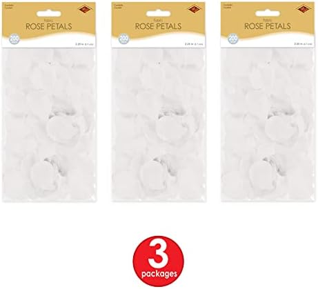 Beistle White Fabric Rose Petals 600 Count for Decorations
