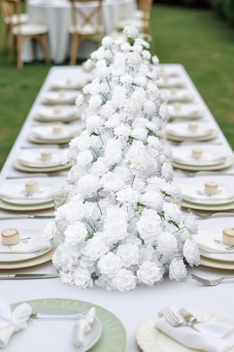 19 Inch White Artificial Flowers Ball for Wedding Aisle Floor Centerpieces