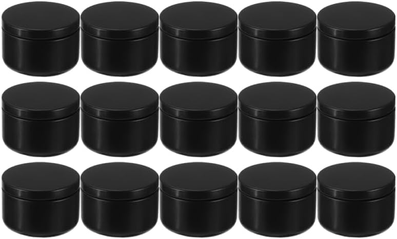 24pcs Black Aluminum Candle Tins with Lids