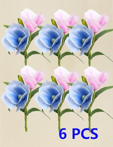 Realistic Artificial Magnolia Flower Stem Set