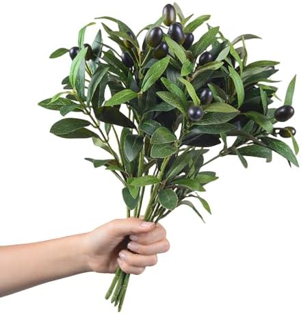 CLoxks Artificial Olive Branches 4 Pcs for Vases