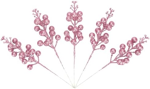 Kesywale Artificial Pink Berry Stems 24 Pack 87 Holiday Decor