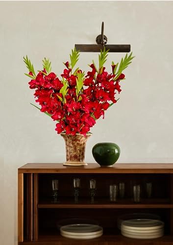 Pack of 6 Artificial Gladiolus Flowers Red