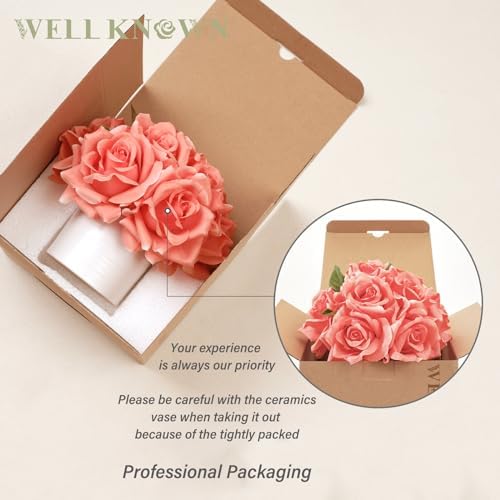 Realistic Artificial Flowers with Ceramic Vase