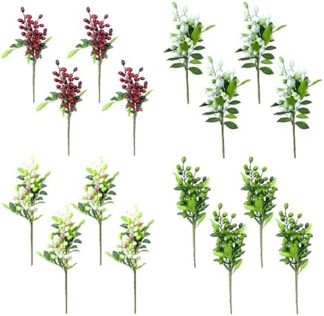 4PCS Artificial Olive Branches with Berries