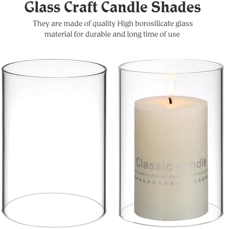 Clear Glass Candle Holder Sleeves 2Pcs Open End