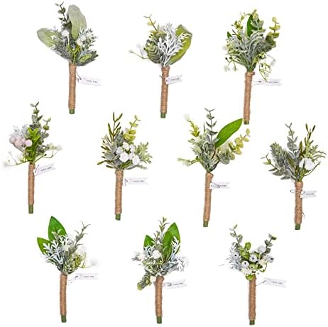 TINGE TIME Fresh Green Silk Boutonniere Set 10 pcs