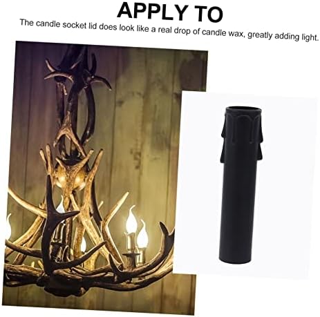20pcs Plastic Candle Sleeve Covers for Chandeliers Black Teardrop Design Reusable