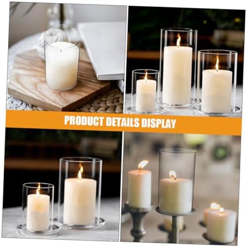 3pcs Glass Candle Holder Sleeves Windproof Cover Home Decor