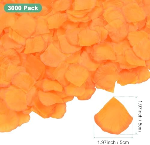 3000-Pack Silk Rose Petals for Wedding Decor Orange