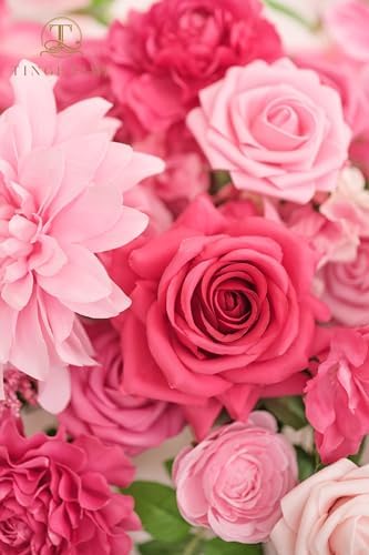 TINGE TIME Artificial Sweetheart Flower Swag Set with Tablecloth and Runner Hot Pink