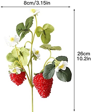 10 Pack Artificial Silk Strawberry Plants with Red Raspberries