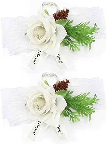 2 Pcs Simulated Rose Silk Wrist Corsage Wedding Accessory