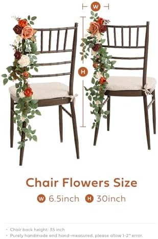 Fall Wedding 10pcs Chair Decorations Orange Terracotta Floral Swag
