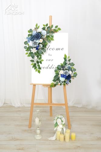 Wedding Welcome Signs with Floral Arch Pack of 2