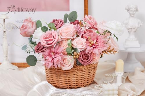 Faylifeway Silk Pink Artificial Flowers DIY Set