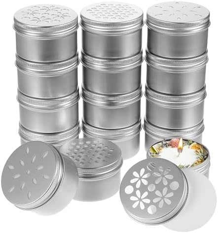 15 Pcs Aluminium Tins with Hollow Lids for Candles and Spices