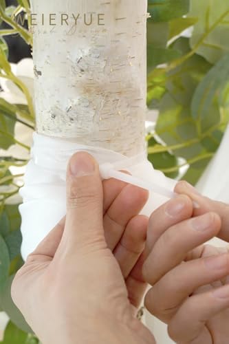 Artificial Wedding Arch Flowers Kit with 3 Pieces and Chiffon Drape