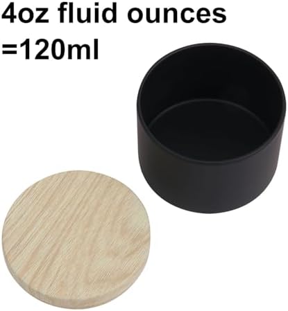 48 Pack 4 Oz Black Metal Candle Tins with Wood Grain Lids
