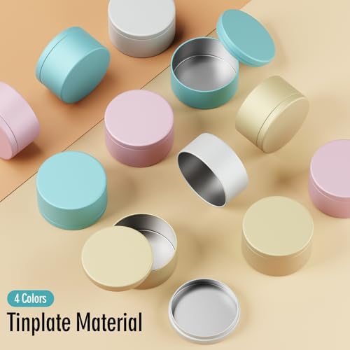 MeiGlow 8oz Candle Tins 12PCS 4 Colors