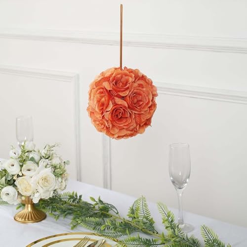 Efavormart 2 Pack 7 Inch Terracotta Silk Rose Pomander Kissing Ball