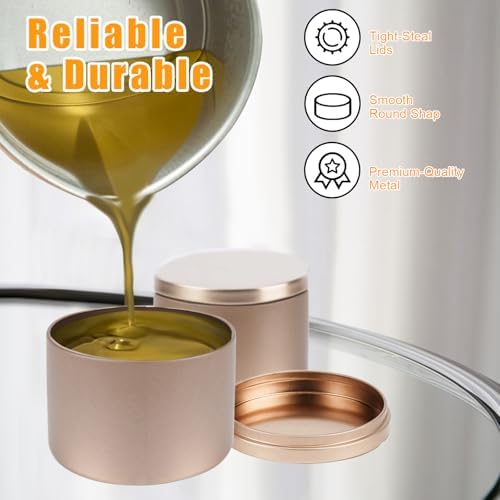 BBAXI 24PCS 4OZ Rose Gold Candle Tins for DIY Candles