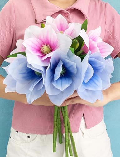Realistic Artificial Magnolia Flower Stem Set
