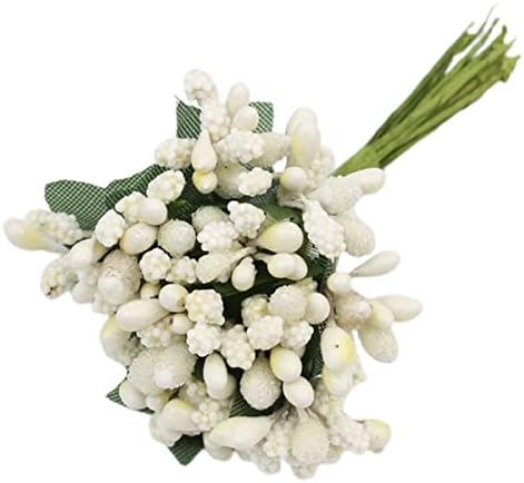 QueenBox 12 Pcs Artificial Pearl Berry Flowers for Decor