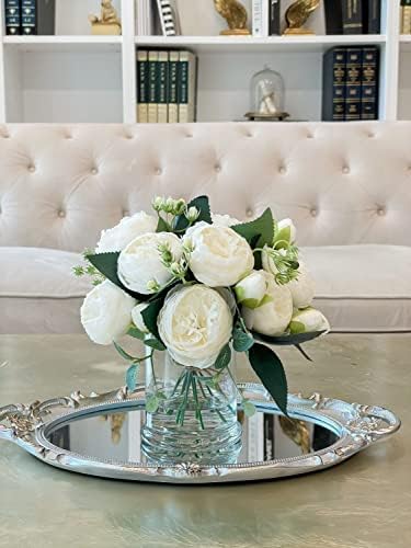 DEEMEI Artificial Peony Flowers Bouquet Set White
