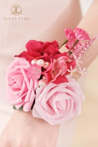 TINGE TIME Wrist Corsage Set for Wedding and Prom