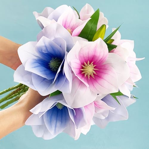 Realistic Artificial Magnolia Flower Stem Set