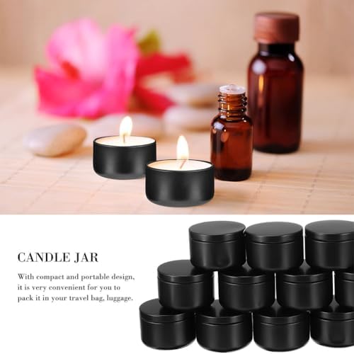 24pcs Black Aluminum Candle Tins with Lids