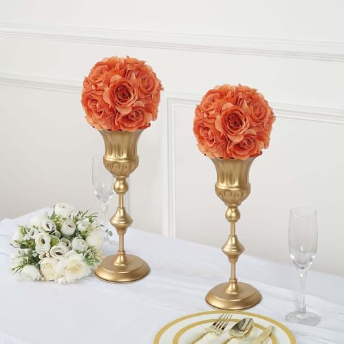 Efavormart 2 Pack 7 Inch Terracotta Silk Rose Pomander Kissing Ball