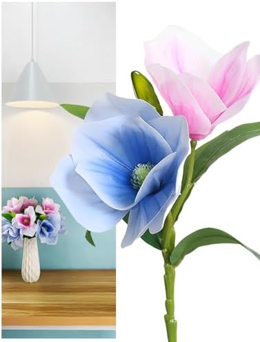 Realistic Artificial Magnolia Flower Stem Set