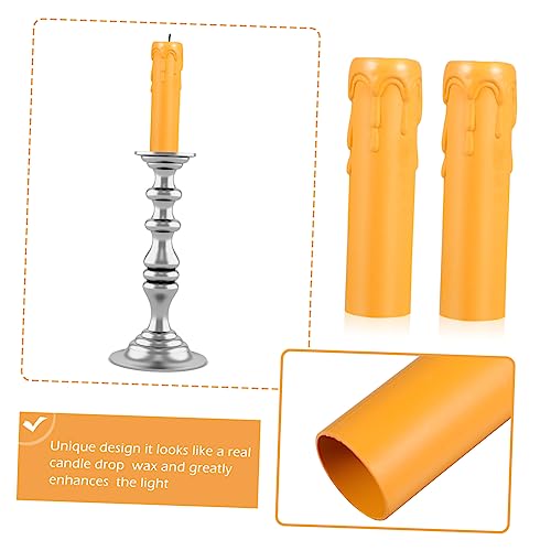 20pcs Lightweight Plastic Candle Sleeves with Drip Design for Home and Events