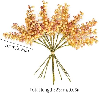 Belupai 12 Pc Orange Fall Berry Stem Decor